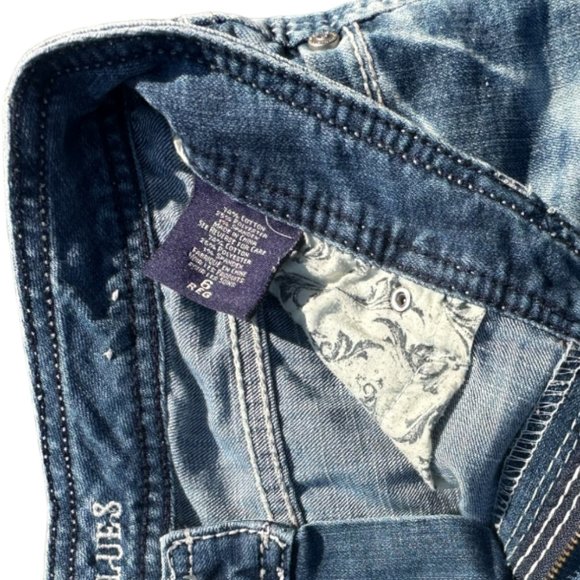 Rythm In Blues Acid Wash Embroidered Pockets Straight Leg Blue Jeans Sz 6 Reg - Picture 6 of 12